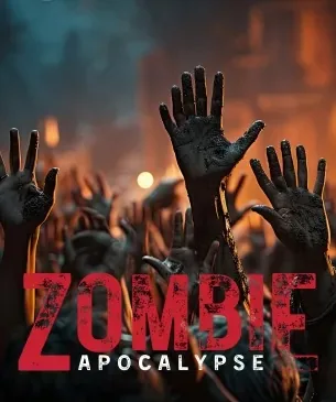 Zombie Apocalypse poster: a horde of raised, grasping hands